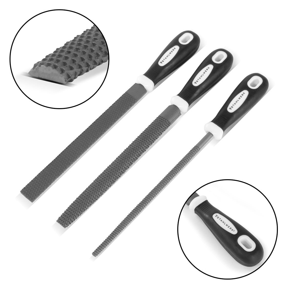 Ensemble de fichiers professionnels de 200 mm de fichiers rond, fichiers semi-circulaires et fichiers