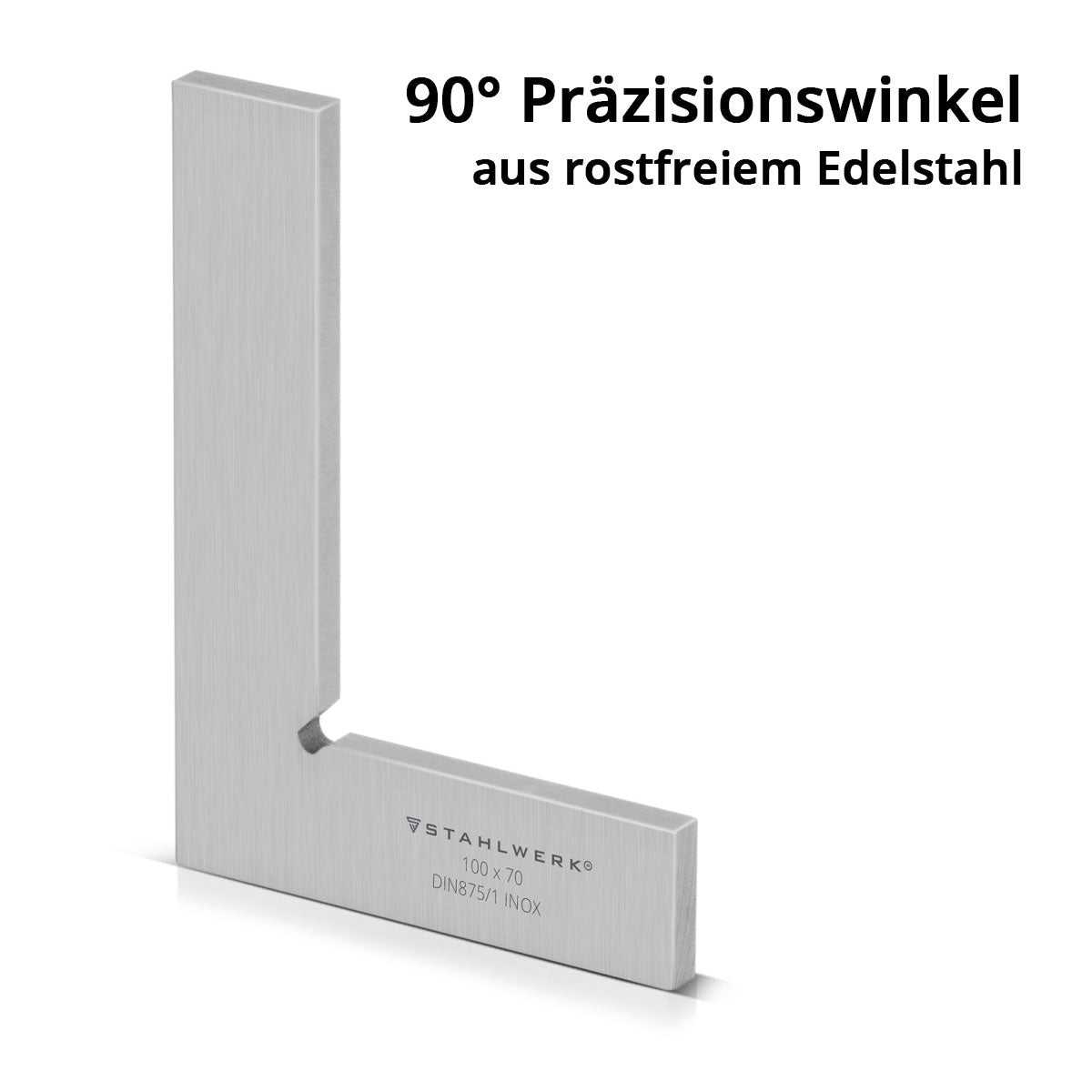 STAHLWERK Flachwinkel 90° 100 x 70 mm DIN 875/1 Kontrollwinkel / Schlosserwinkel / Anschlagwinkel / Präzisionswinkel aus rostfreiem Edelstahl