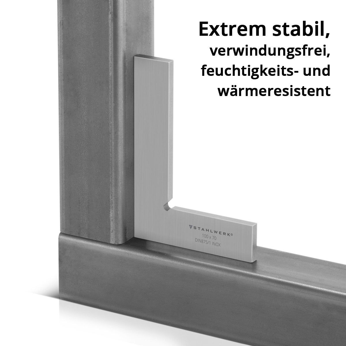 STAHLWERK Flachwinkel 90° 100 x 70 mm DIN 875/1 Kontrollwinkel / Schlosserwinkel / Anschlagwinkel / Präzisionswinkel aus rostfreiem Edelstahl