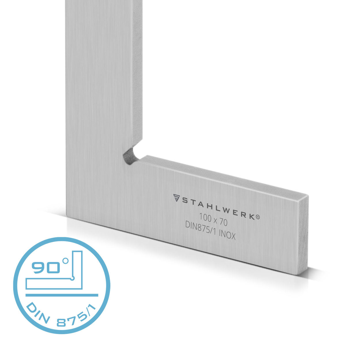 STAHLWERK Flachwinkel 90° 100 x 70 mm DIN 875/1 Kontrollwinkel / Schlosserwinkel / Anschlagwinkel / Präzisionswinkel aus rostfreiem Edelstahl