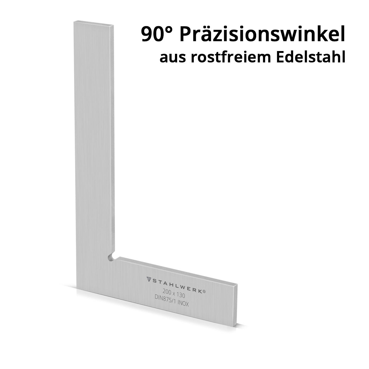 STAHLWERK Flachwinkel 90° 200 x 130 mm DIN 875/1 Kontrollwinkel / Schlosserwinkel / Anschlagwinkel / Präzisionswinkel aus rostfreiem Edelstahl