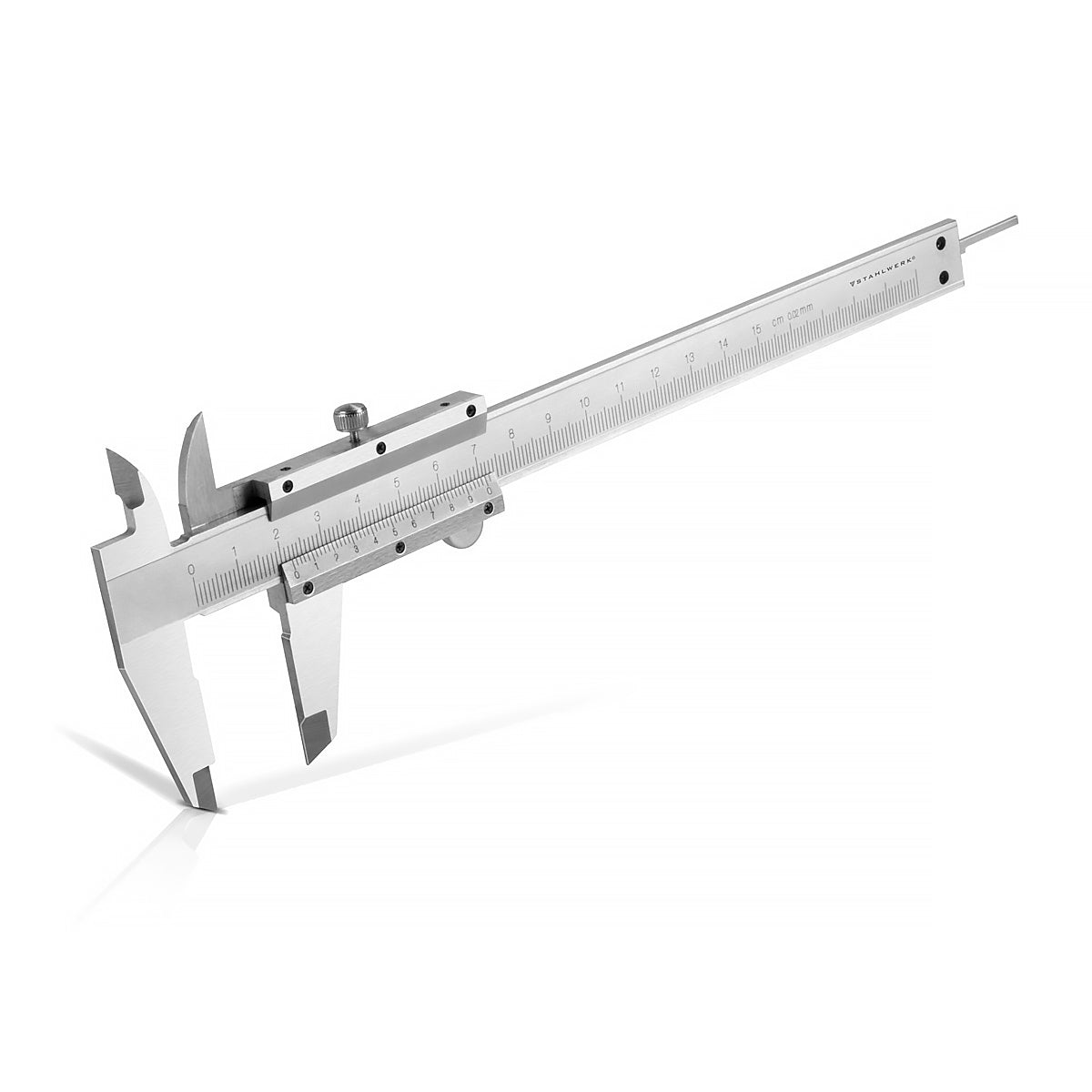 STAHLWERK Messschieber 0-150 mm DIN 862 Schieblehre / Messlehre aus gehärtetem Carbon-Stahl für Außen-, Innen- und Tiefenmaß