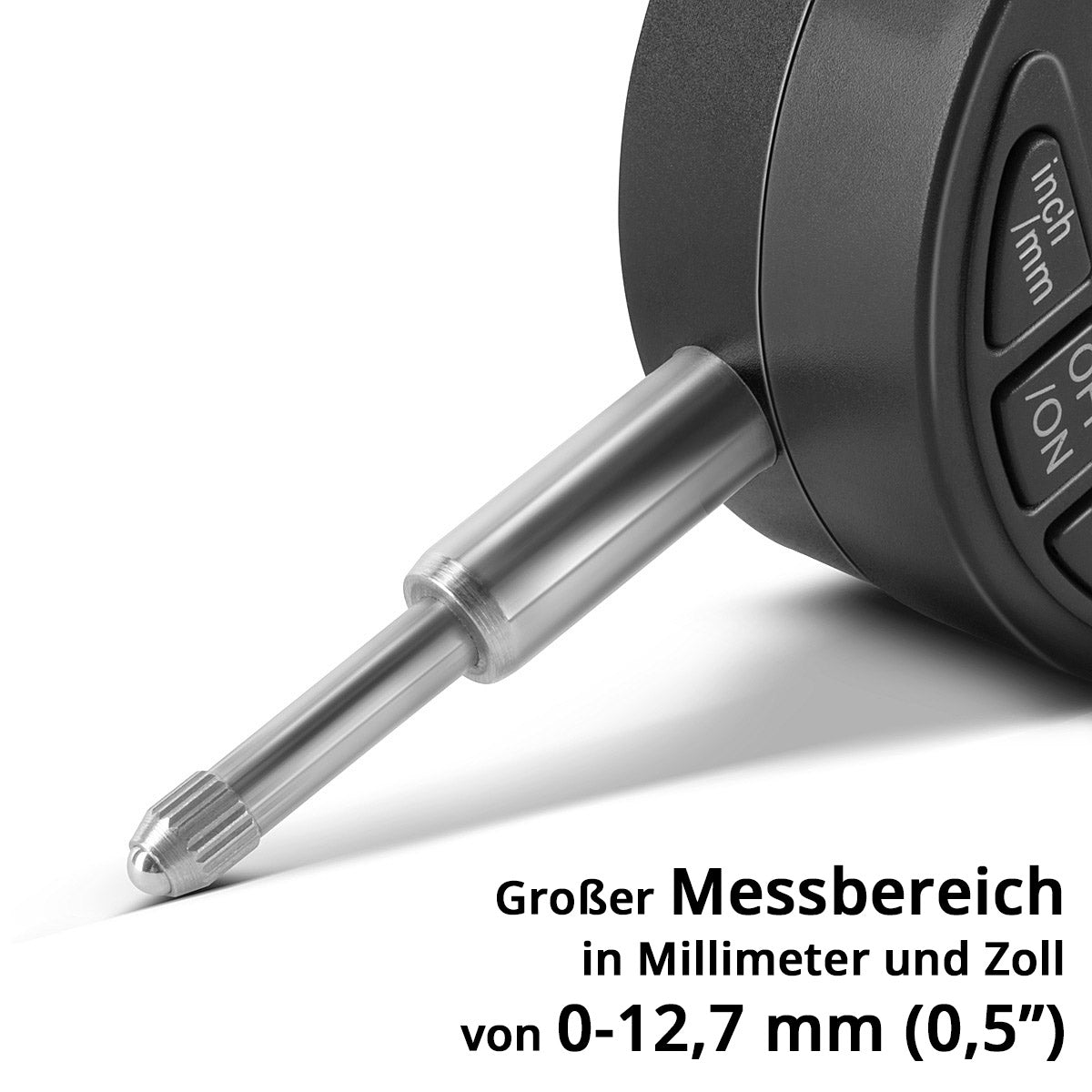 STAHLWERK Digitale Messuhr mit 0-12,7 mm (0,5") Messbereich, Messtaster für Präzisionsmessungen in Millimeter und Zoll