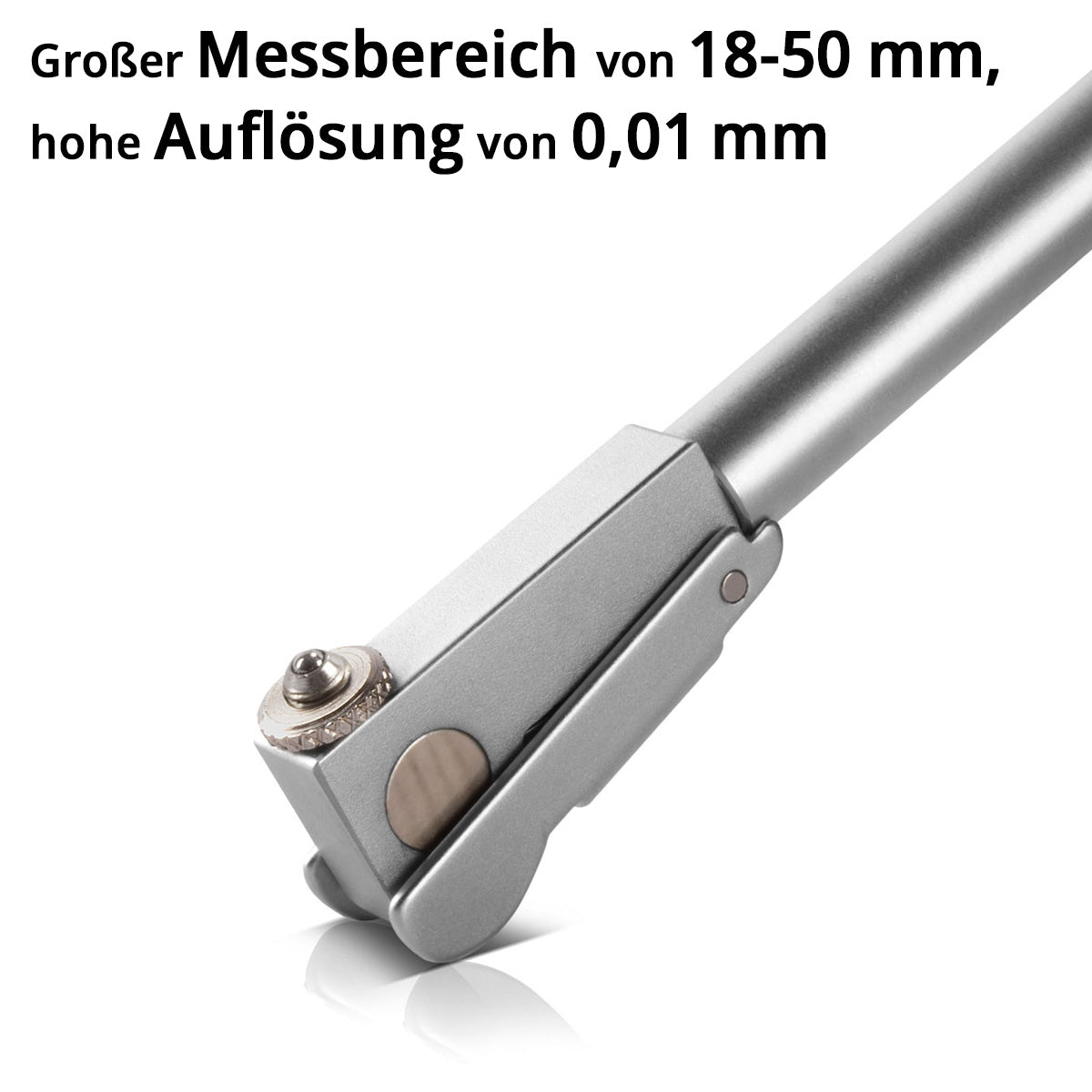 Mecanismo de acero medidor interno con esfera análoga, rango de medición de 18-50 mm, resolución de 0.01 mm Dispositivo de medición interno / reloj de medición interna / teoría de orificio de precisión que incluye 7 pernos de medición