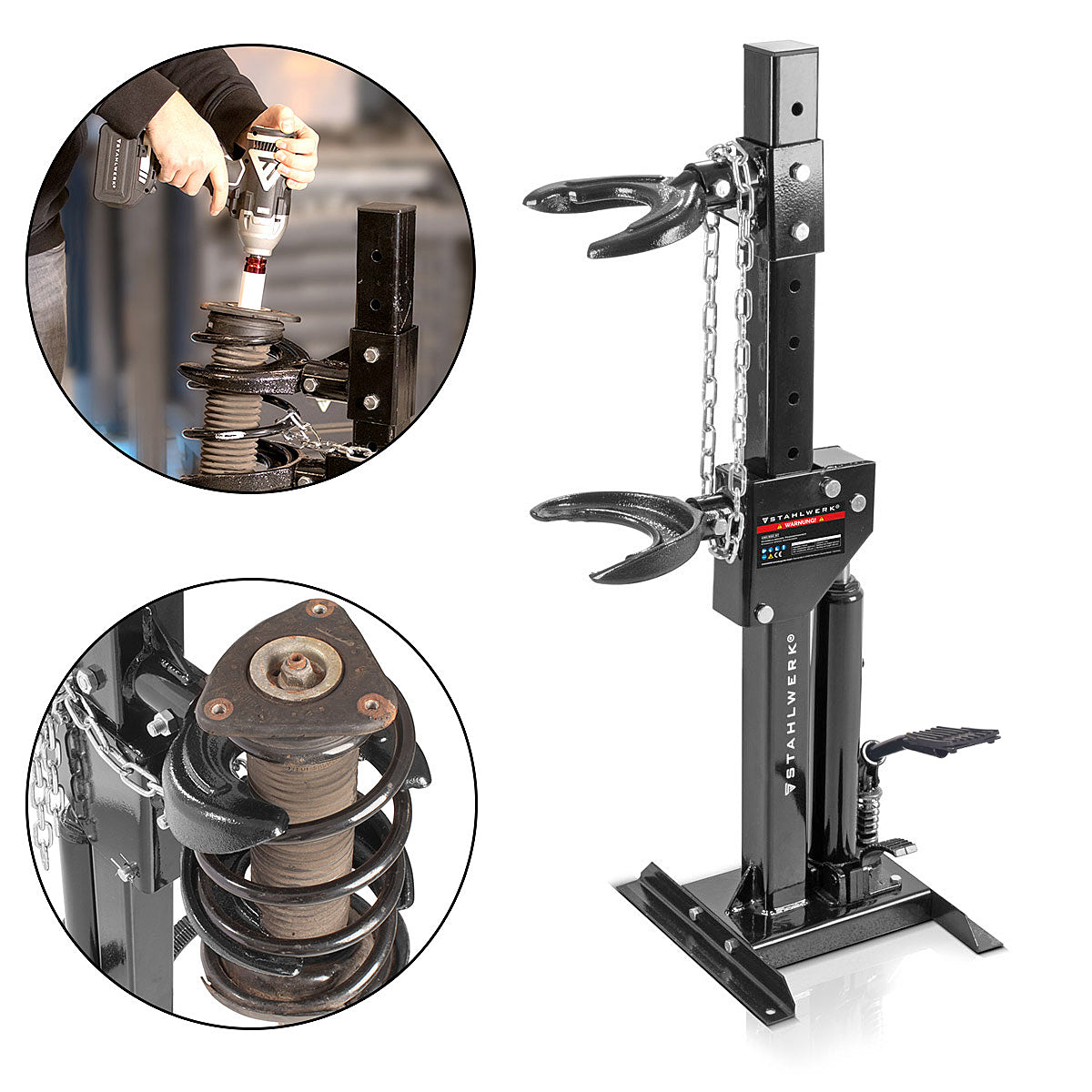 Steelwork of hydraulic spring tensioner HSC-820 ST with 1T clamping force for assembly and disassembly of shock absorbers, universal assembly tensioner | Tuning tool | Spring tensioner for car