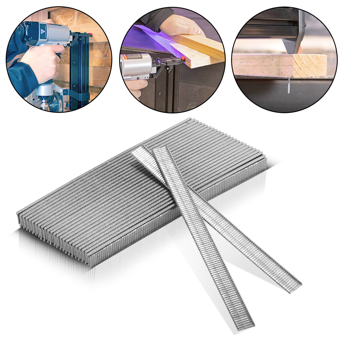 Mecanismo de acero uñas de aire comprimido Calibre de 10 mm 18 (1.25 x 1.05 mm) con ancho de cabeza de 2 mm en el conjunto 5000 de uñas rayadas | Tackernägel | Bolígrafos de aire comprimido para uñas, pistolas de uñas y tacleadas de 10 mm 18