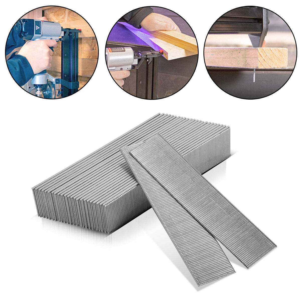 Mecanismo de acero uñas de aire comprimido calibre 32 mm 18 (1.25 x 1.05 mm) con un ancho de cabeza de 2 mm en el conjunto 5000 de uñas rayadas | Tackernägel | Bolígrafos de aire comprimido para uñas, pistolas de uñas y tacleadas