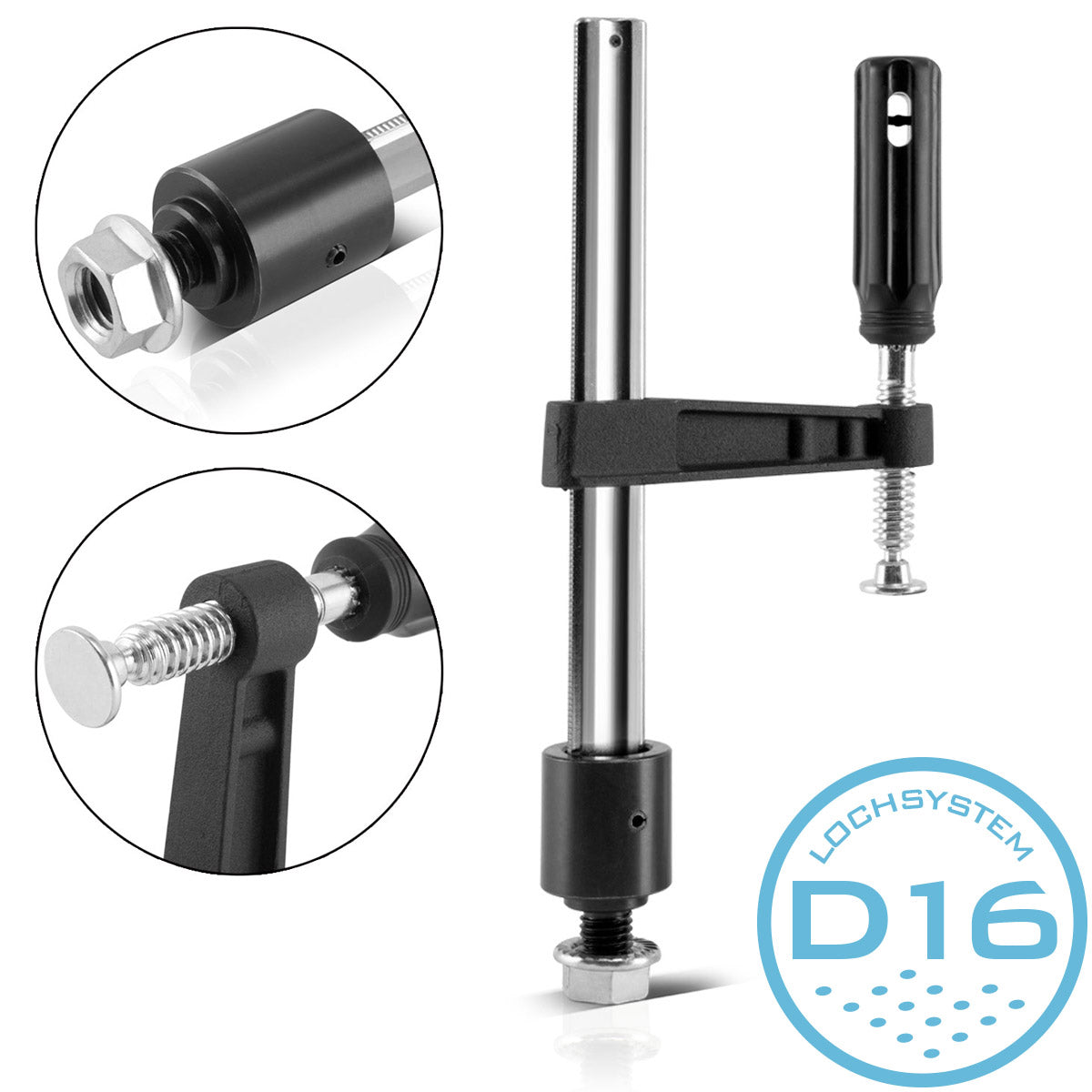 STAHLWERK Spannzwinge 80 x 200 mm Schraubzwinge mit Anschlagbolzen zum Fixieren von Werkstücken D16