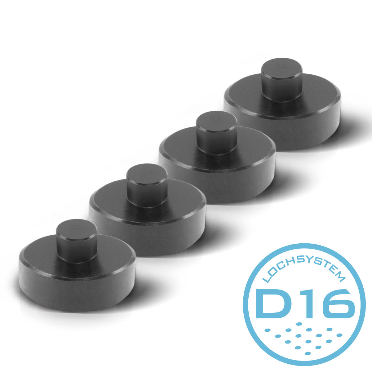 STAHLWERK 4 x Abstandhalter Spannbolzen 44 x 15 mm stapelbar für Schweißtische mit D16 Lochsystem