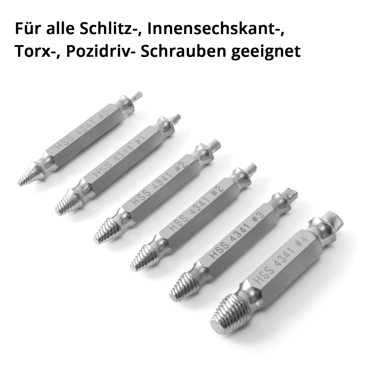 STAHLWERK Linksausdreher / Schraubenentferner / beschädigte Schrauben Ausdreher 6er Set / gehärteter HSS 4341 Stahl