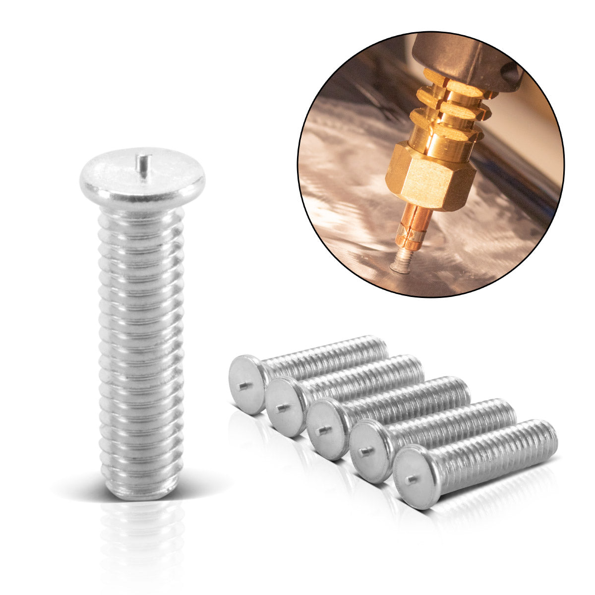 STAHLWERK Aluminium Schweißbolzen M4 Gewinde 100er Set, Smart Repair Zubehör für Ausbeulspotter / Dellenlifter / Punktschweißgerät / Ausbeulwerkzeug zur professionellen Reparatur von Kfz Karosserien