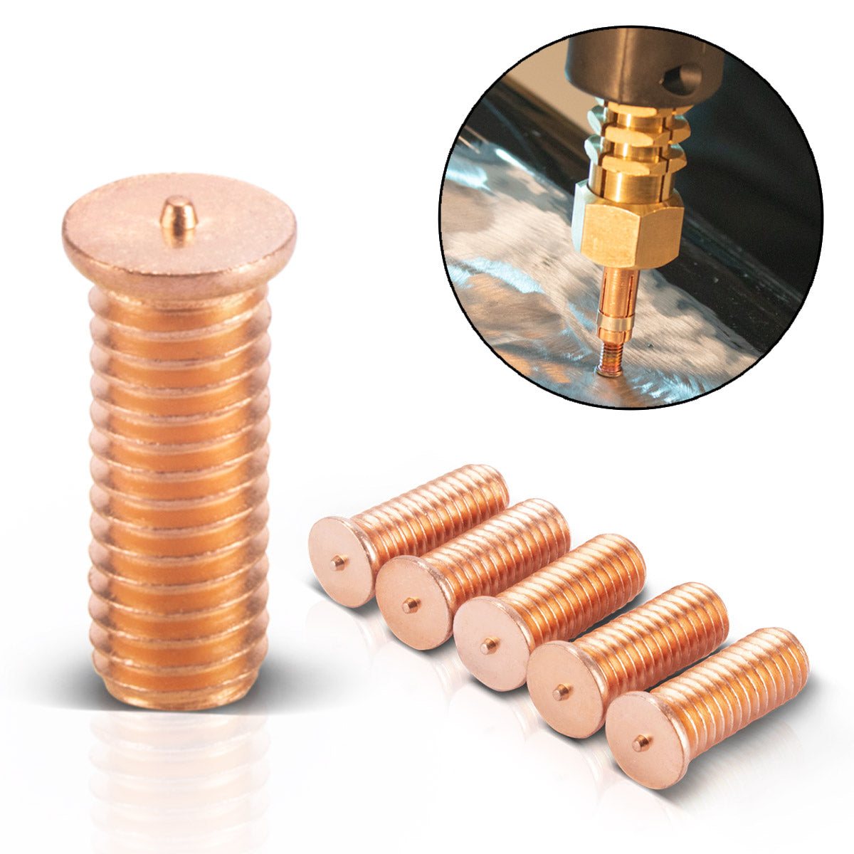 STAHLWERK Schweißbolzen M6 Gewinde 100er Set, Smart Repair Zubehör für Ausbeulspotter / Dellenlifter / Punktschweißgerät / Ausbeulwerkzeug zur professionellen Reparatur von Kfz Karosserien