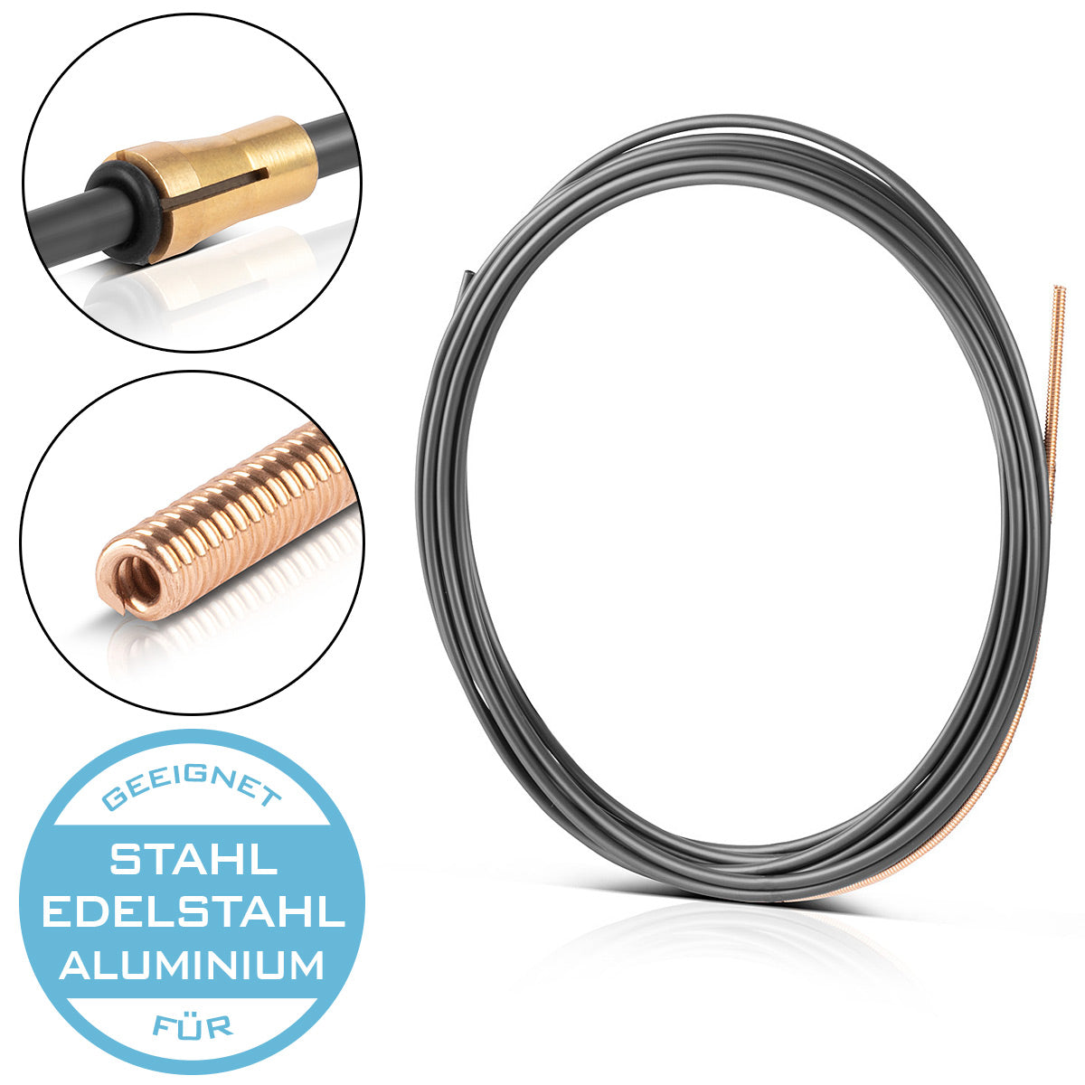 Stahlwerk Universal Carbon Seele | Guida del filo 5 m per Mig Mag Ak15 | MB15 | Ak25 | Pacchetti di tubi per bruciatori di saldatura MB25 con connessione Euro Central per la saldatura professionale di acciaio, acciaio inossidabile e leghe di alluminio