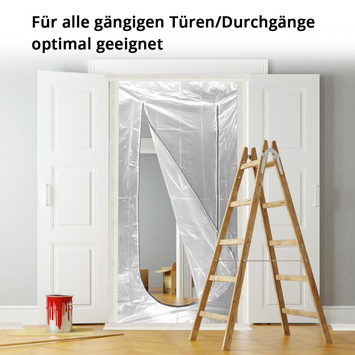 STAHLWERK Staubschutztür 2er Set U-Form Staubtür / Schmutzschleuse / Staubvorhang mit integriertem Reißverschluss