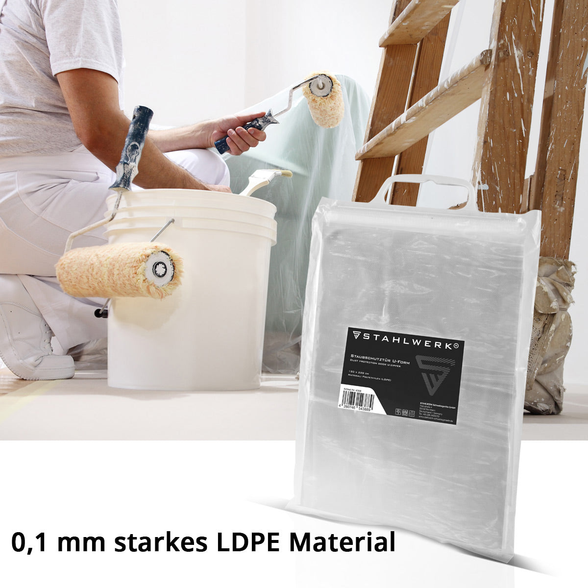 STAHLWERK Staubschutztür 2er Set U-Form Staubtür / Schmutzschleuse / Staubvorhang mit integriertem Reißverschluss