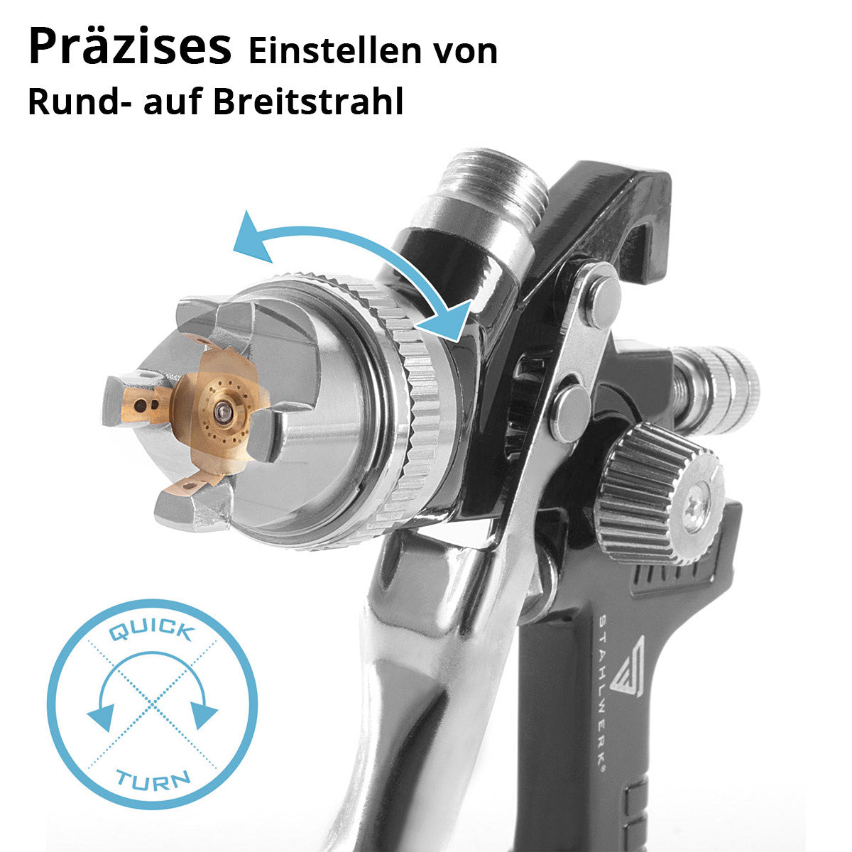 STAHLWERK HVLP Lackierpistole SG-600 ST mit 1,4 mm Düse und 600 ml Fließbecher, Lackierpistolen-Halter, Profi Spritzpistole / Sprühpistole / Spraypistole
