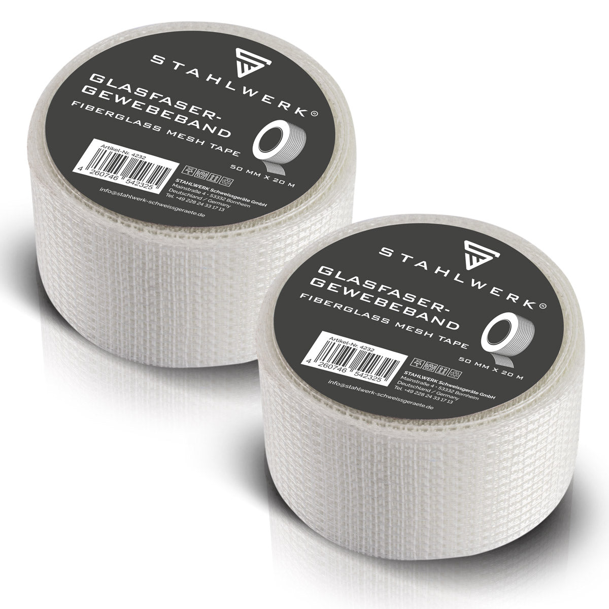 Çelik Cam Fiber Doku Bant 2 Set 20 M x 50 mm, Kendinden Yapışkan Alçıpan Eklem Bandı / Koruma Köşesi Şeridi / Takviye Şeridi Dolgu İşi için Izgara Yapısı