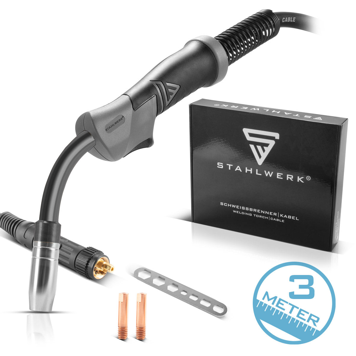 Stahlwerk AK15 | MB15 welding burner including 3 m of hose package, professional welding accessories for MIG Mag Protection gas welding equipment with Euro central connection