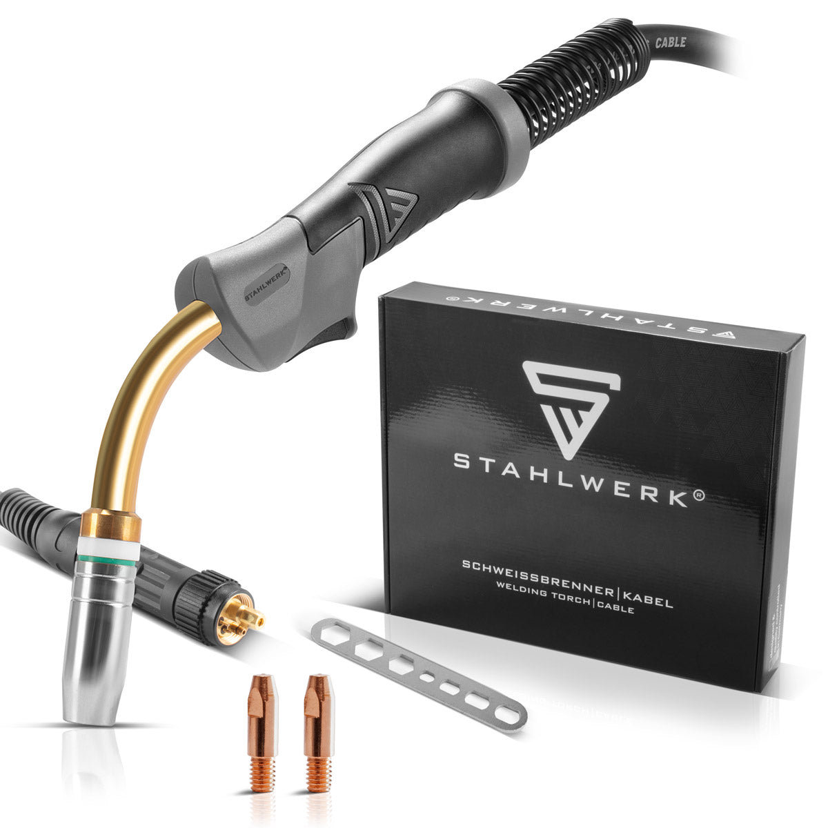 STAHLWERK AK25 | MB25 Schweißbrenner inklusive 3 m Schlauchpaket, Profi-Schweißzubehör für MIG MAG Schutzgas Schweißgeräte mit Eurozentralanschluss