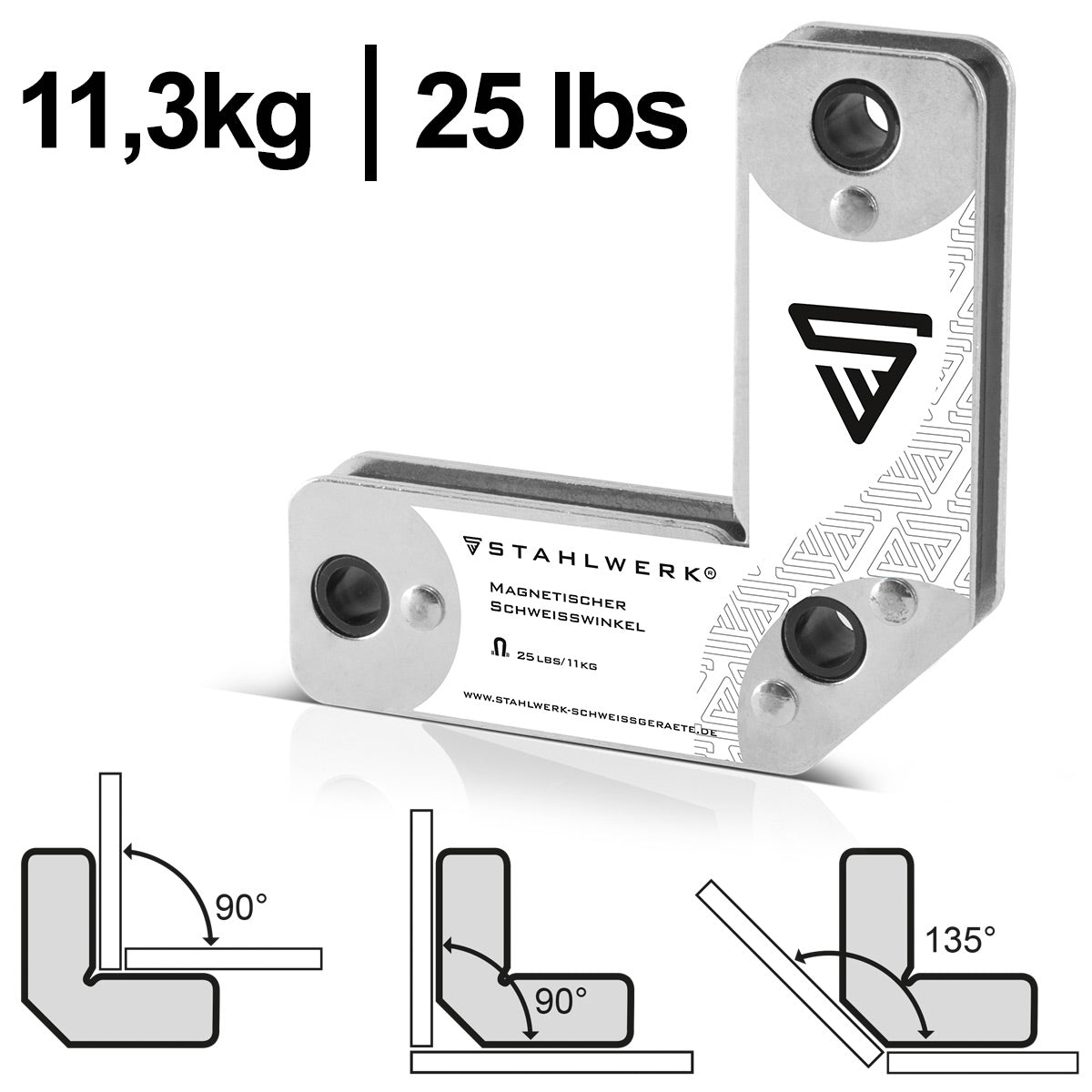 STAHLWERK 4er Set Magnet-Schweißwinkel 11,3 kg | 25 lbs praktischer Schweißmagnet | Magnetwinkel | Schweißpositionierer mit starker Haftkraft