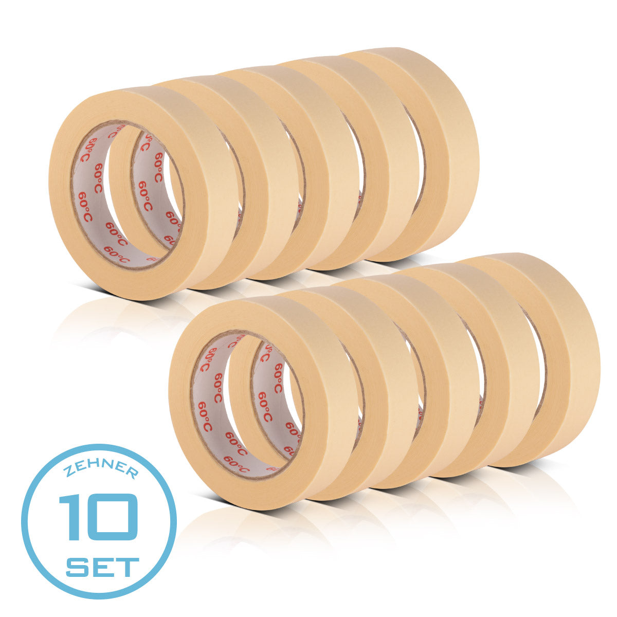 STAHLWERK Malerkrepp 10er Set 50 m x 25 mm robustes Universal-Kreppband | Abklebeband | Malerband für Malerarbeiten und Renovierungen