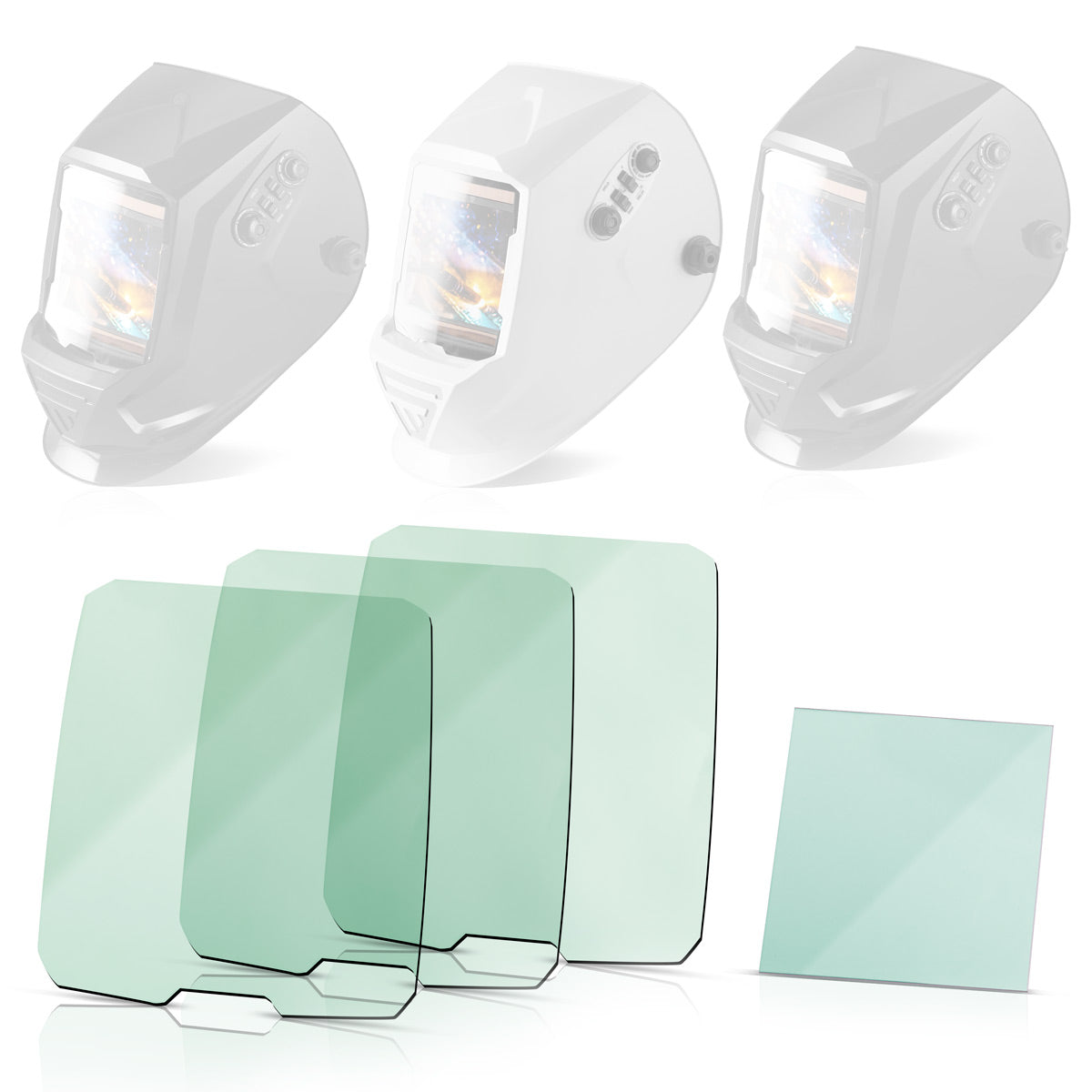 Acier Mill Schweißhelm Intentions 4 Ensemble, verres de remplacement intérieur et extérieur | Verre de protection du soudage | Disques de remplacement pour les casques de soudage entièrement automatiques ST 990 XTC | ST 990 XB | St 990 xw