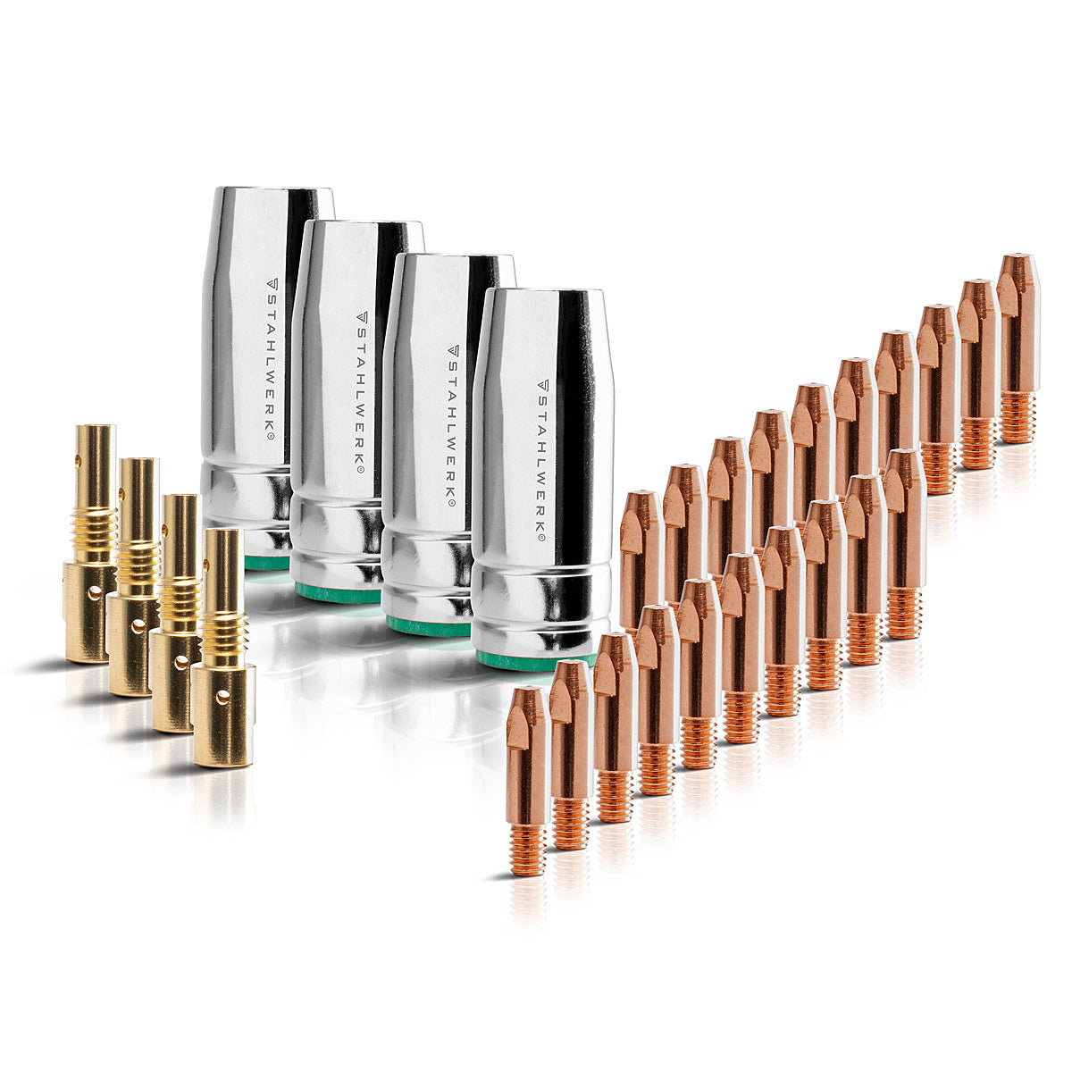 STAHLWERK MIG MAG Alu-Set für AK25/MB25 Schweißbrenner und Schlauchpaket inklusive 28-teiliges Verschleißteile-Set zum Schweißen von Aluminium