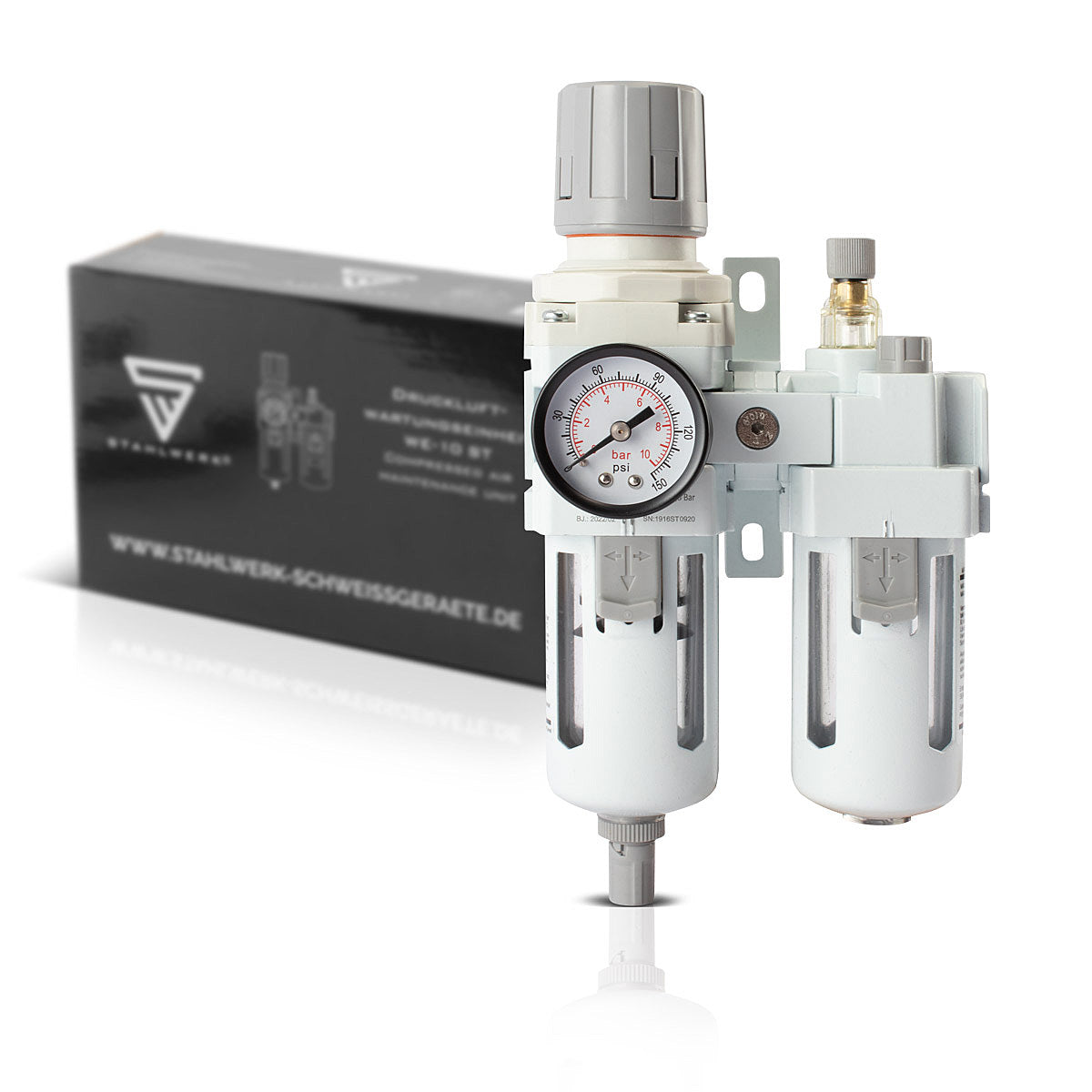 Unité de maintenance de l'air comprimé Steelworks Wee-10 St avec Öler jusqu'à 10,5 bar pour les compresseurs d'air comprimés