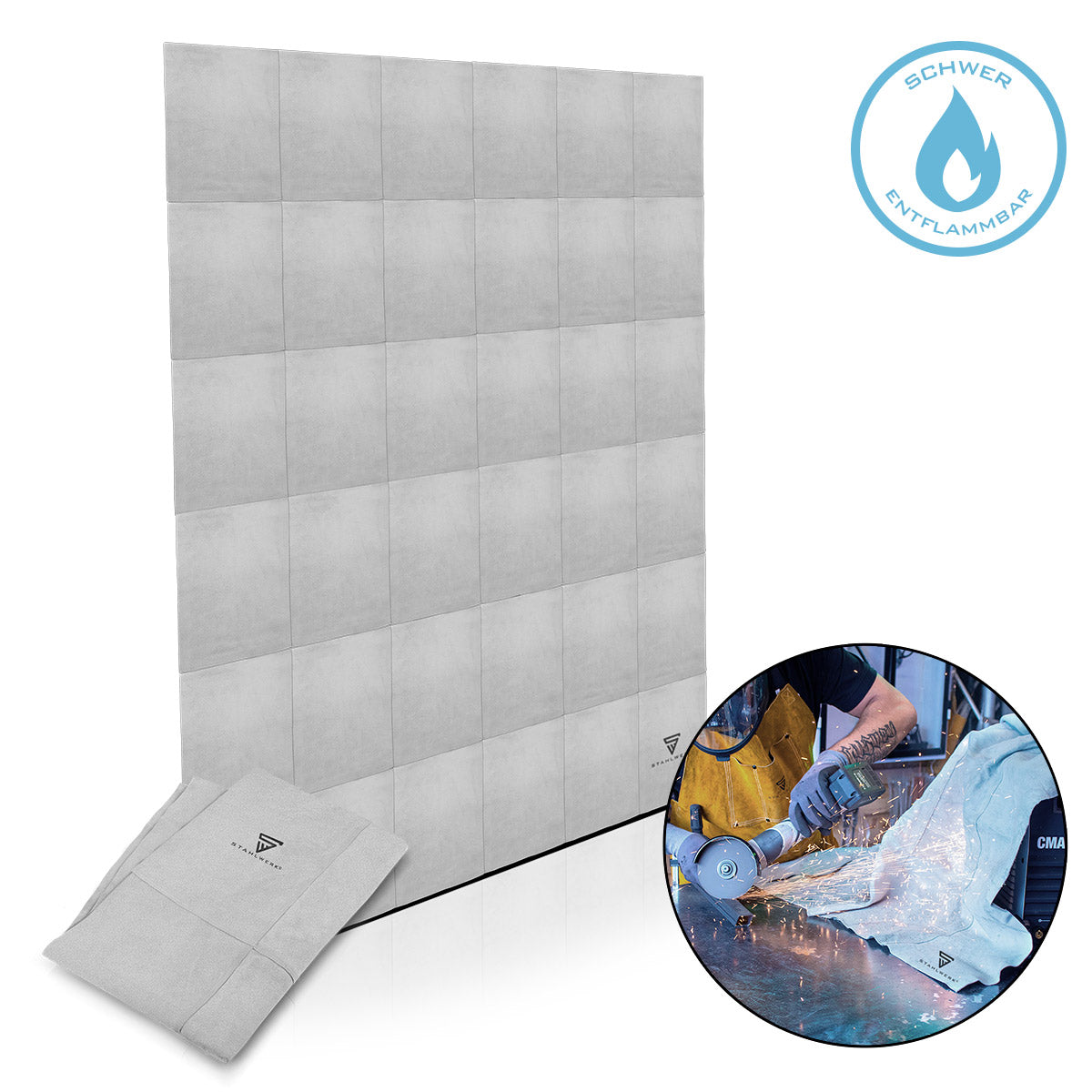 STAHLWERK Schweißerschutzdecke / Schweißerdecke / Spritzschutzdecke / Schweißermatte aus Echtleder 140 x 200 cm