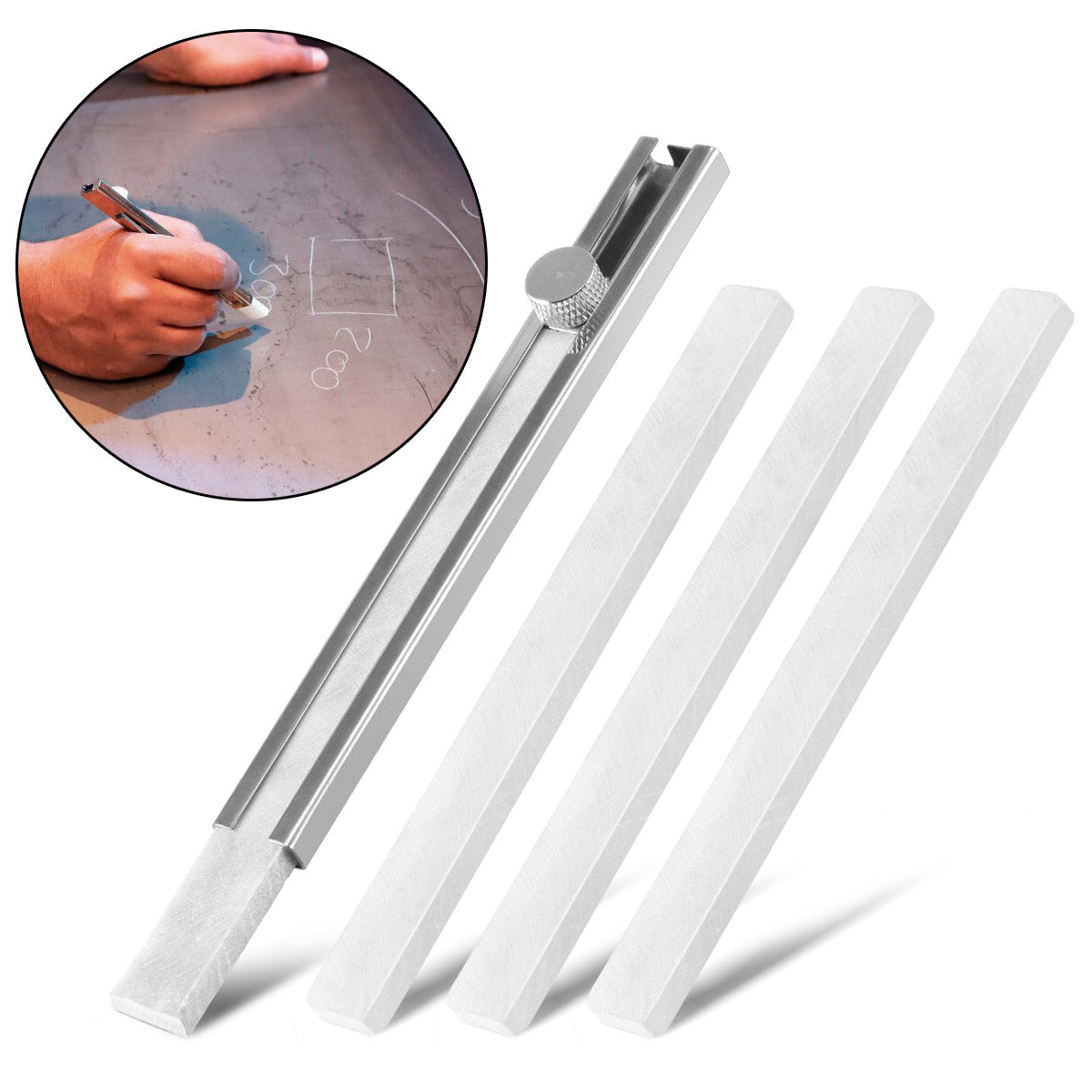 STAHLWERK Schweisserkreide Schweissermarker Stift mit 4 Specksteinkreidestücken