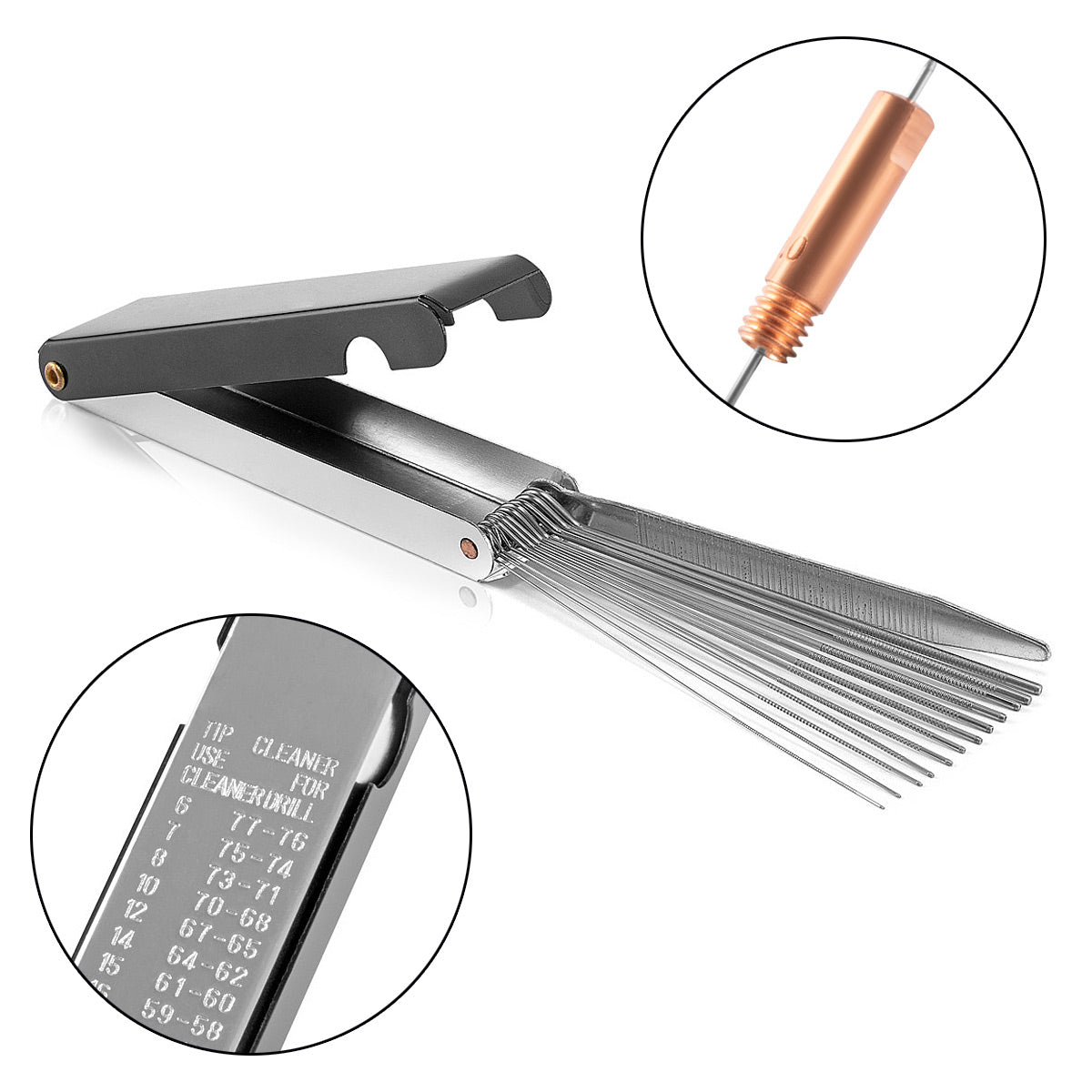 STAHLWERK Düsenreiniger / Edelstahl-Feilen 13 in 1 Schweißzubehör für MIG MAG Düsen, Autogen Schweißdüsen, Lötkolben, Heißklebepistolen, Vergaserdüsen