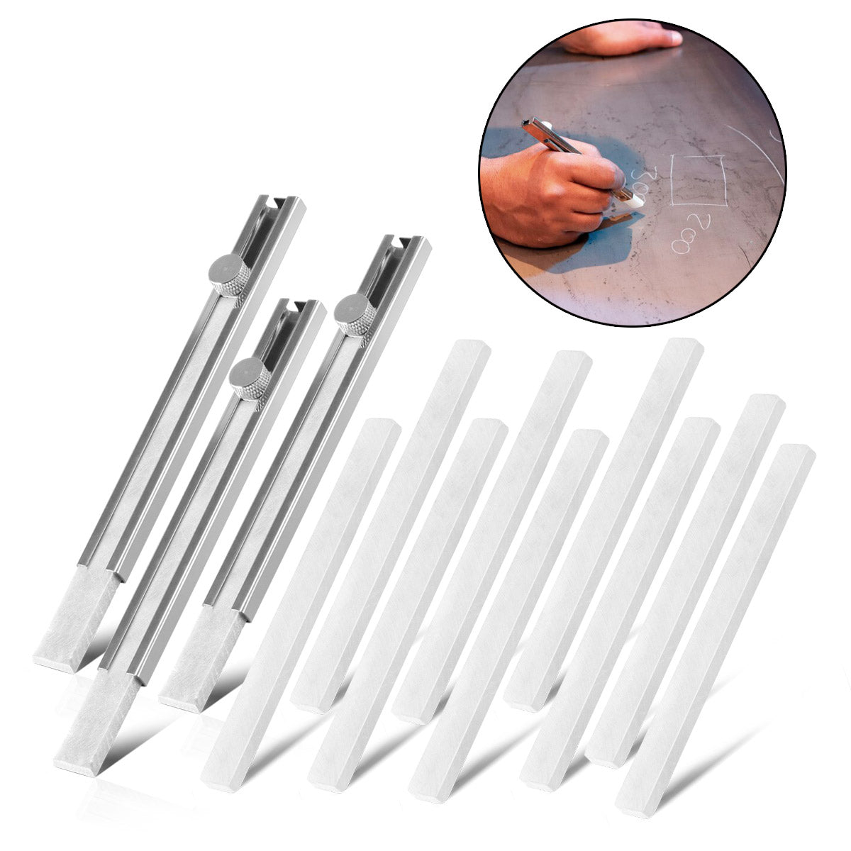 STAHLWERK Schweisserkreide im 3er Set Schweissermarker Stift mit je 4 Specksteinkreidestücken