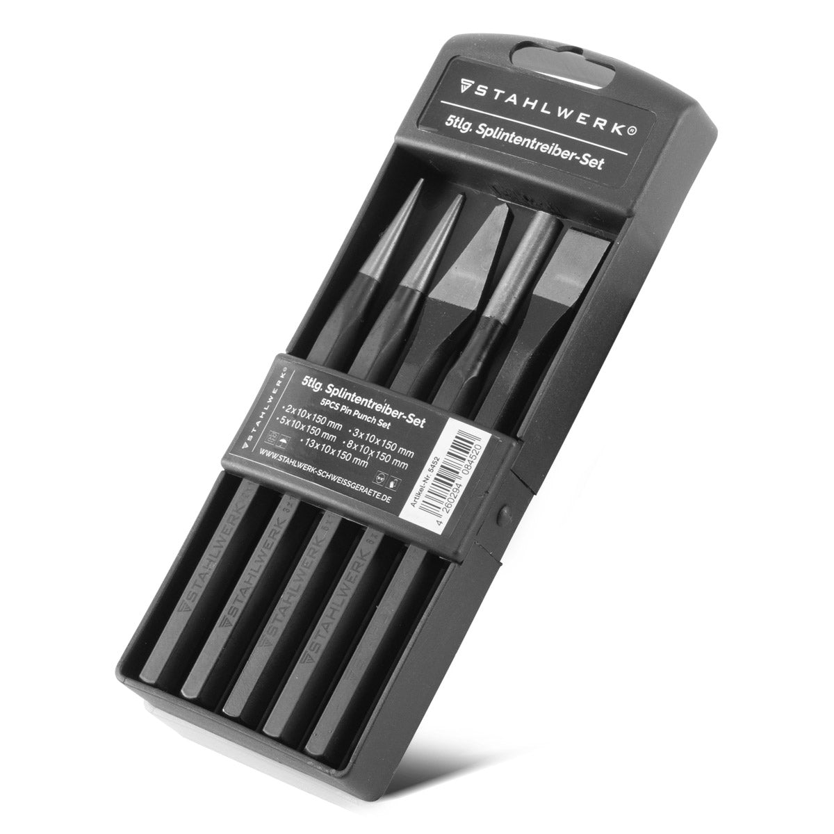 STAHLWERK 5-teiliges Set mit Körner, Flachmeißel, Kreuzmeißel und Durchschlag