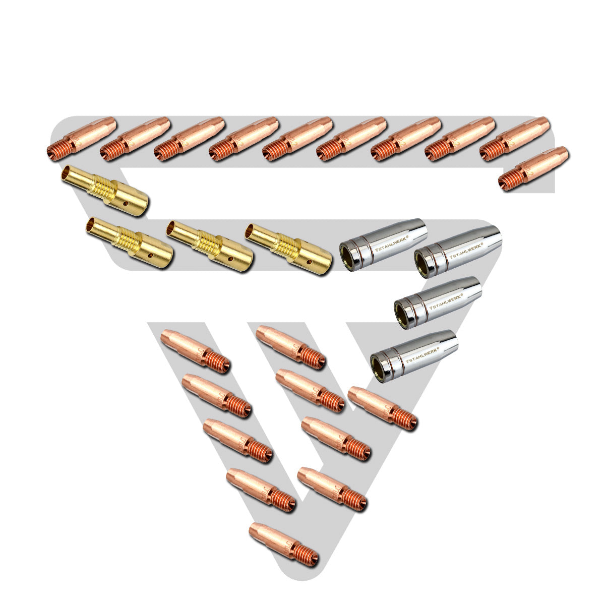 STAHLWERK MIG MAG Schweißzubehör Set 28-teilig, Verschleißteile Set Aluminium für AK25/MB25 Schweißbrenner