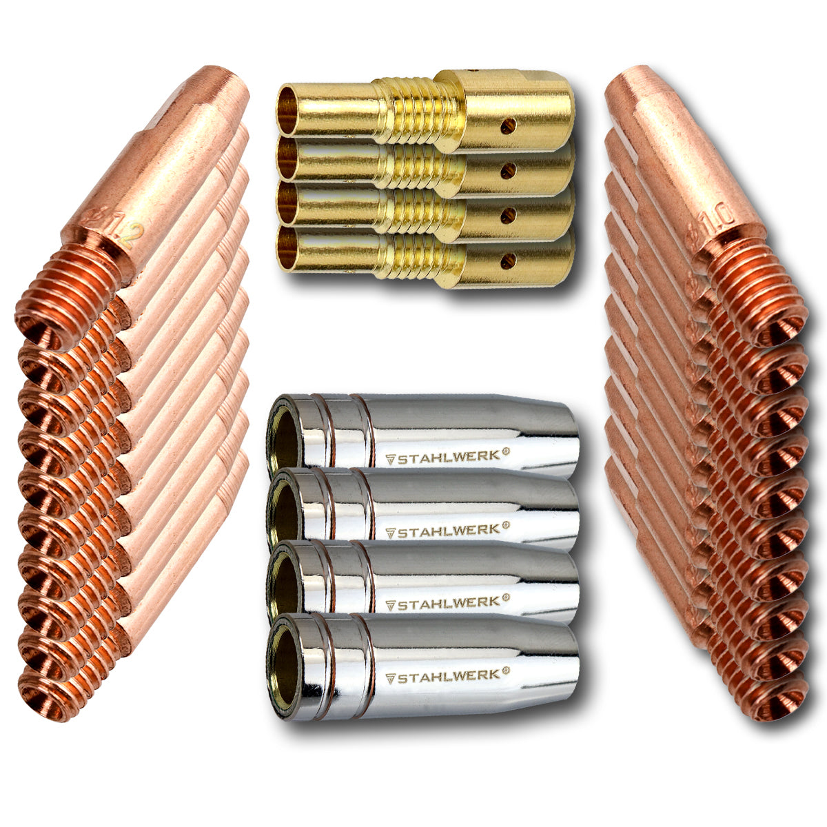 STAHLWERK MIG MAG Schweißzubehör Set 28-teilig, Verschleißteile Set Aluminium für AK25/MB25 Schweißbrenner