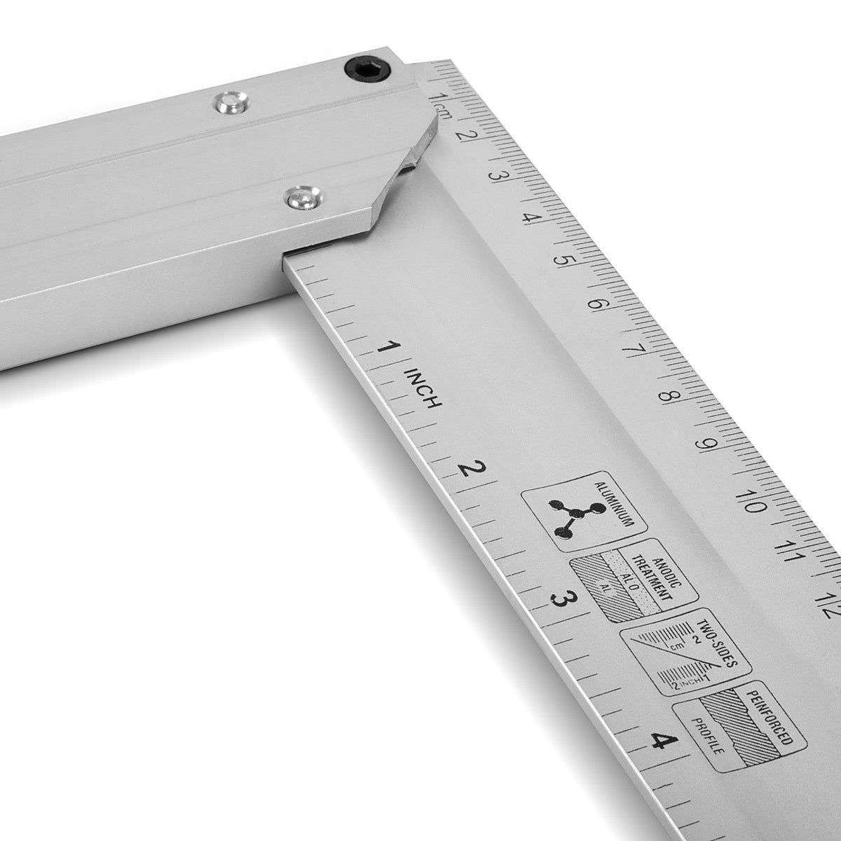 STAHLWERK Aluminium Anschlagwinkel Messwinkel Zimmermannswinkel 400 mm Winkel mit cm und Zoll genietet