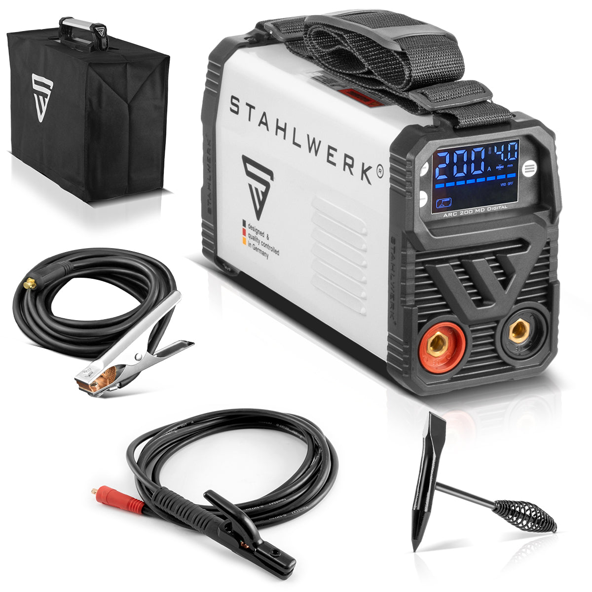 Steelworks welding machine ARC 200 MD Digital - DC MMA | E-hand | Lift-Tig inverter with 200 amps, digital display, IGBT technology and single board