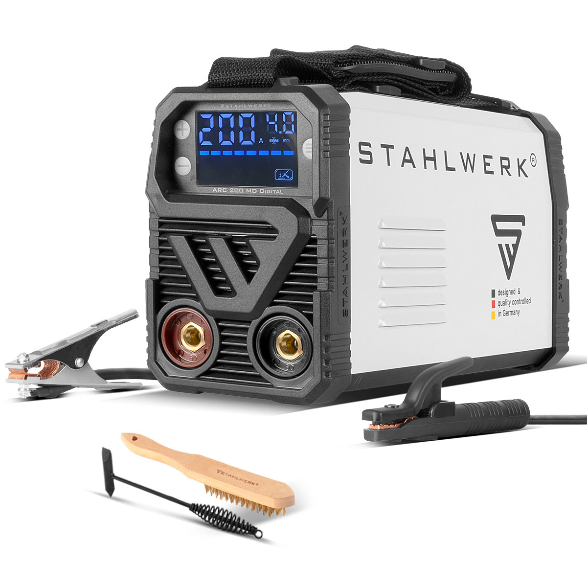 STAHLWERK Schweißgerät ARC 200 MD Digital - DC MMA | E-Hand | Lift-TIG Inverter mit 200 Ampere, Digital-Display, IGBT Technologie und Single-Board