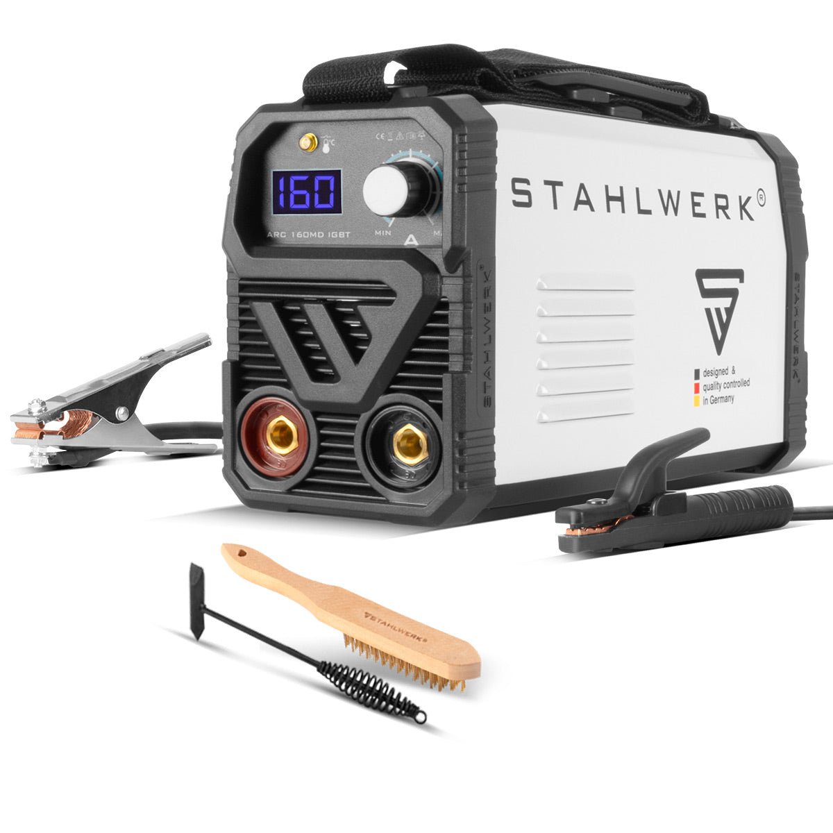 Dispositivo de soldadura Stahlwerk ARC 160 MD - DC MMA | E-Hand | Inverter Lift-Tig con 160 amperios, tecnología IGBT y junta única, garantía del fabricante de 7 años
