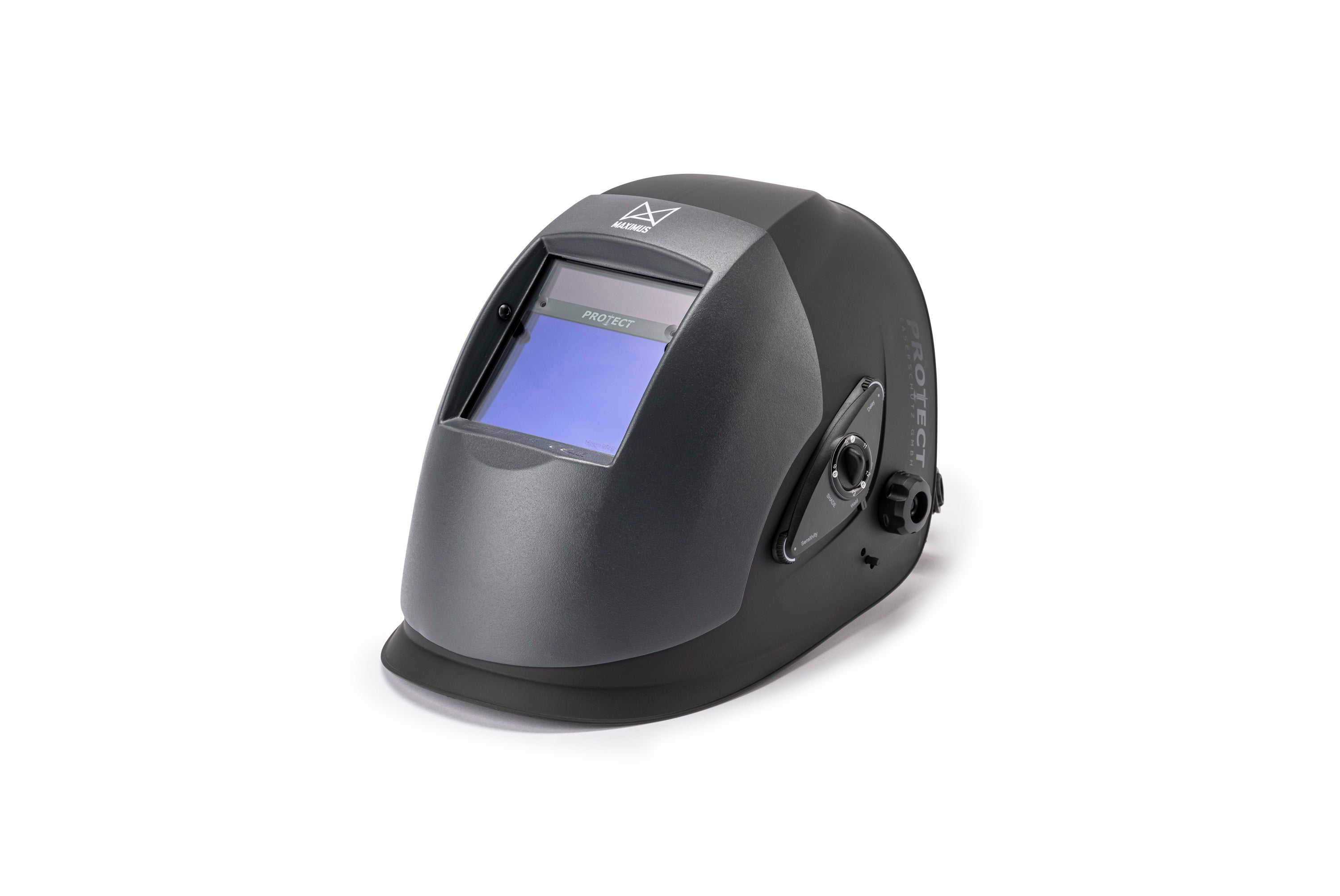 Laser-Schweisshelm MAXIMUS, Laserschutz & ADF, nur 860g, Temp.best. Aluschale bis 600°C, grosser Sichtbereich