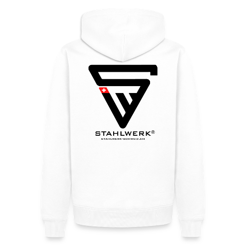STAHLWERK-SCHWEIZ Premium BIO Hoodie Kapuzenpullover Kapuzenpulli / Sweatjacke in weiss mit Logoprint - diverse Grössen