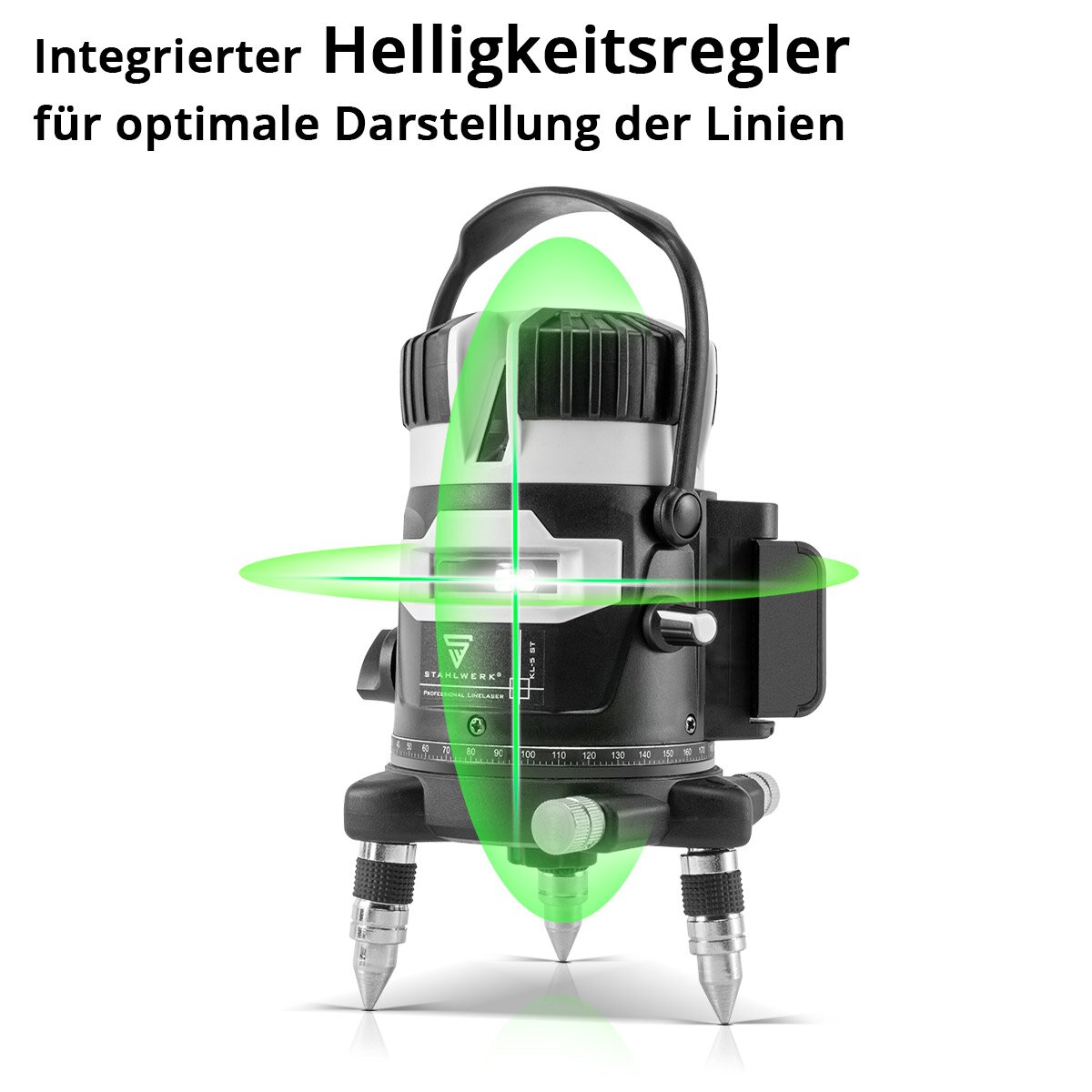 Steelworks Laser a croce 3D KL-5 ST con livello di laser a 360 ° a 360 ° in treppiede | Line Laser | Costruire laser con 5 linee, 30 m di batteria agli ioni di litio compresa la borsa da trasporto