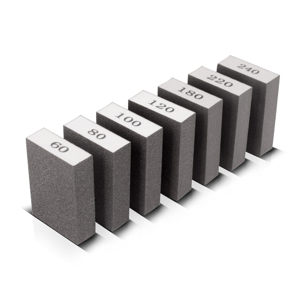 Stahlwerk grinding sponge 7er set with 60 | 80 | 100 | 120 | 180 | 220 | 240 grit, washable and recyclable grinding blocks | Grinding pads | Grinding blocks to grind and polish