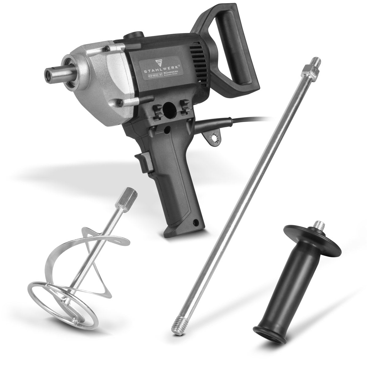 STAHLWERK agitator RW-800 ST | 800 W and 500 rpm | Electric mortar stirrer | Robust design | Stable concrete stirrer | Paint stirrer | Color mixer | Hand mixer | Hand mixer