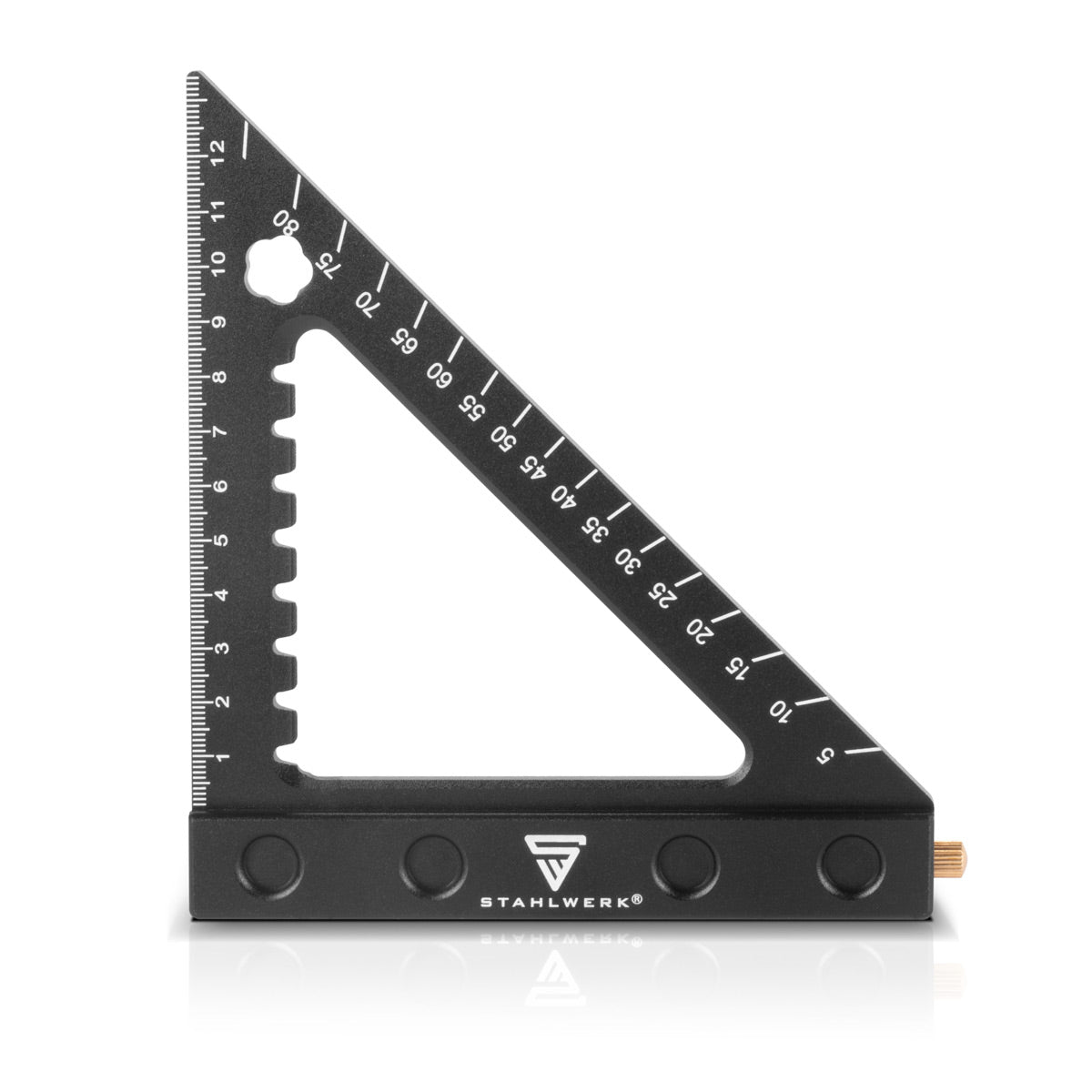 Steelworks Winkeld triangle with stop and marking needle metric aluminum angle-angelline | Matt angle triangle | Zimmermannswinkel for the precise measurement, torn, mark and draw