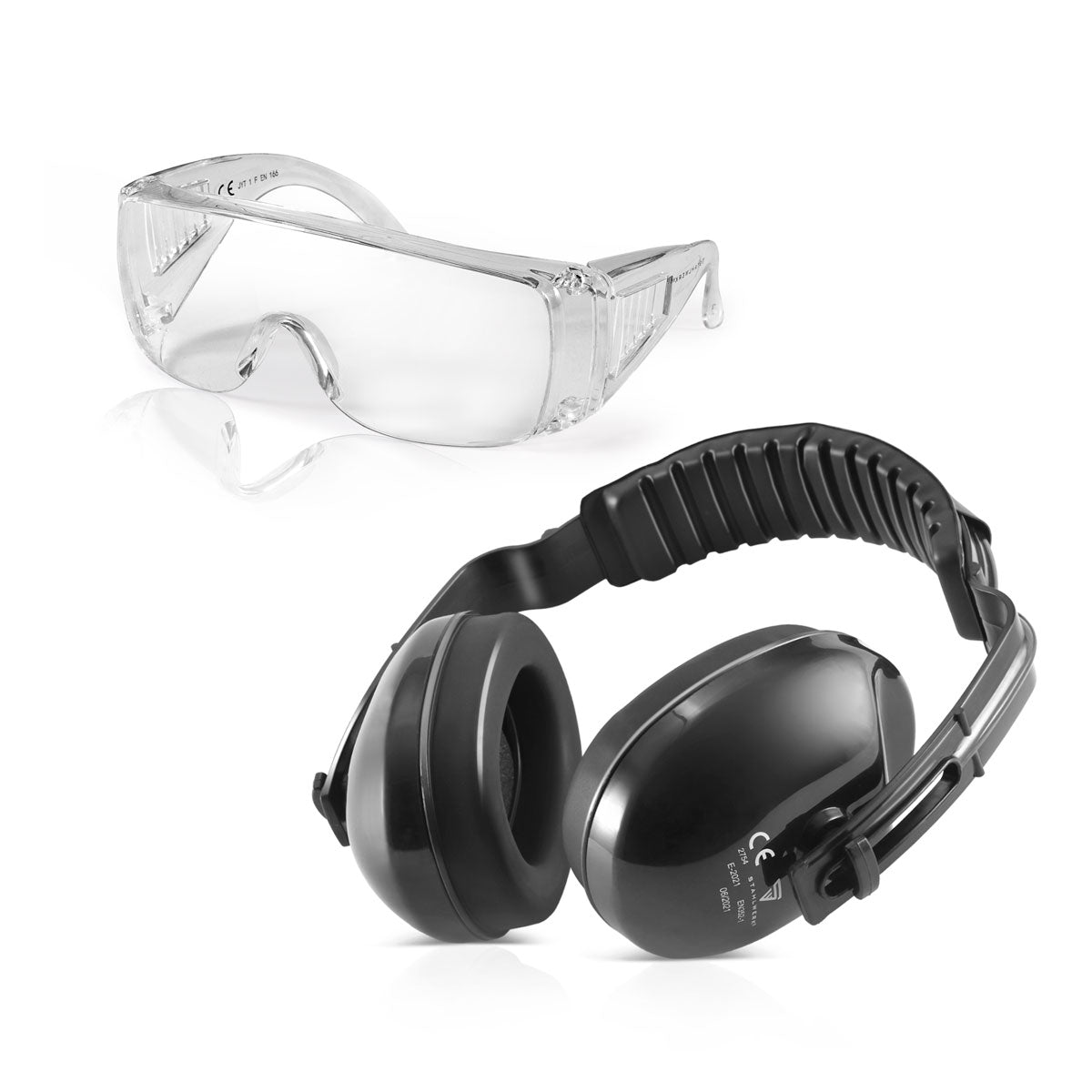 Steelworks occupational safety set AS-3 with scratch-resistant safety glasses and hearing protection for safe work in the workshop