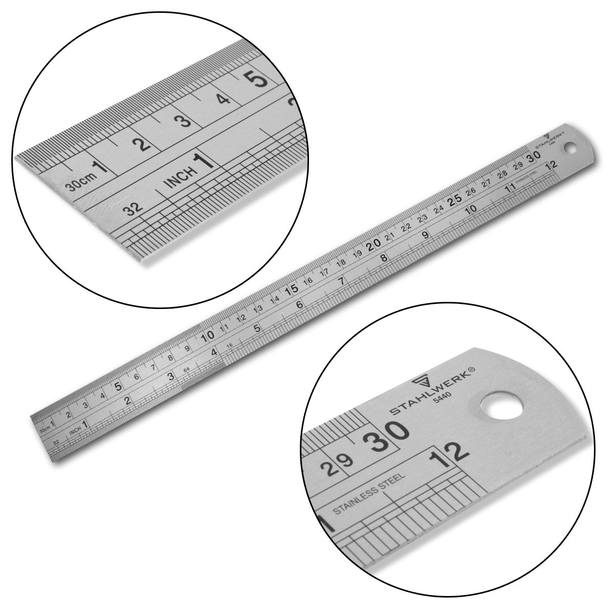 Stahlwerk High-quality stainless steel lineal / steel scale in length 300 mm, suitable for use in industry, craft and DIY