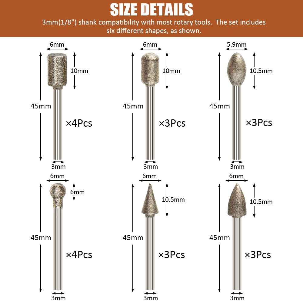 USB-Gravierstift Zubehör 20 Stück Diamant Fräser Set Universell