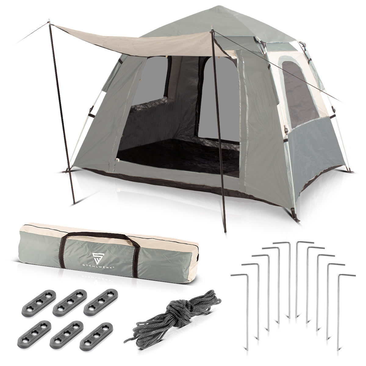 STAHLWERK Campingzelt Z-210 ST 210 x 160 cm selbstaufbauendes Pop-Up-Zelt | Wurfzelt | Igluzelt | Faltzelt | Kuppelzelt | Trekkingzelt | Zelt für 1-2 Personen inklusive Transporttasche