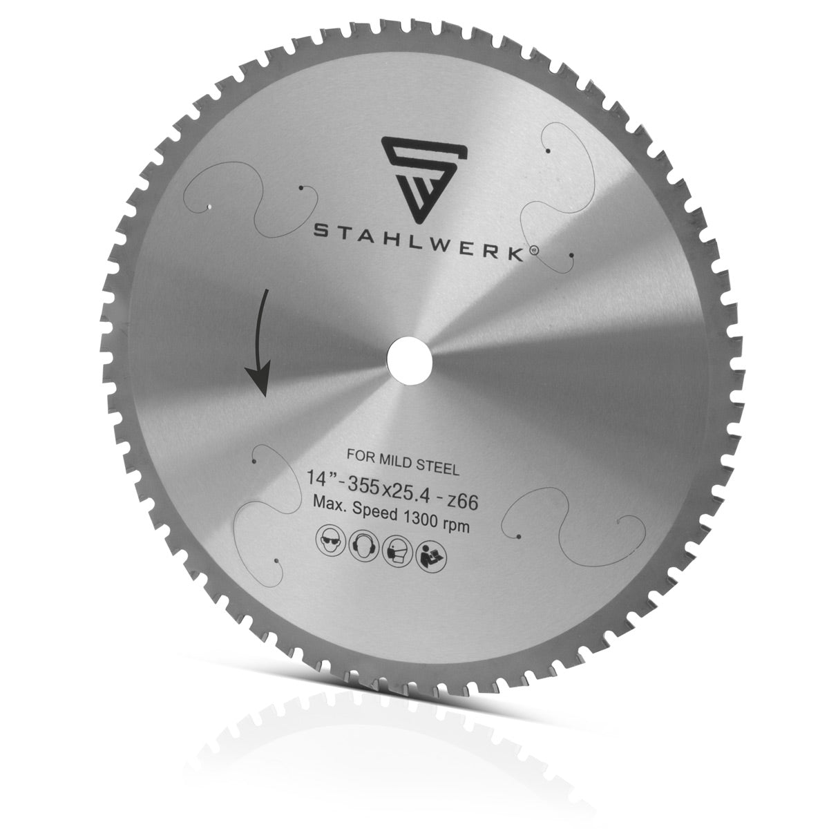 STAHLWERK Kreissägeblatt 355 x 25,4 x 2,2 x 1,8 mm mit 66 Zähnen Metall-Sägeblatt | Trennscheibe | Universal-Sägeblatt für Metallkreissäge | Trennsäge | Kappsäge | Gehrungssäge